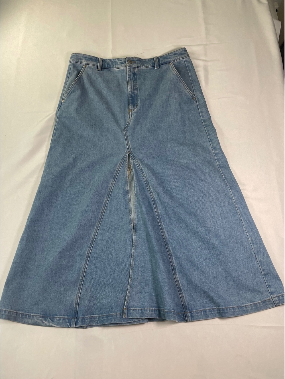 Banana Republic Denim Maxi Split Skirt Size 16 Light Wash Stretch Jean Skirt
